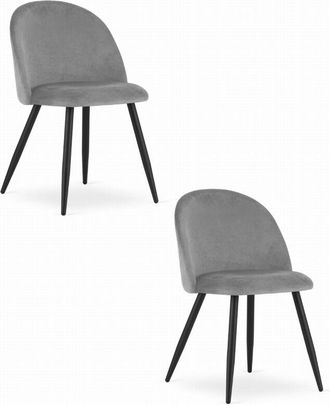 OEM Silla Bello - Terciopelo Gris Claro / Patas Negras X 2