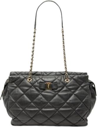 Ferragamo Pre-owned Shoulder Bags, female, Black, Size: ONE SIZE Pre-owned Shoulder Bag