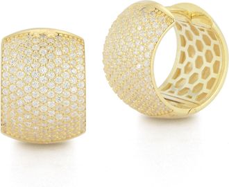Glaze Jewelry Sterling Silver Pave Bold Chunky Hoops