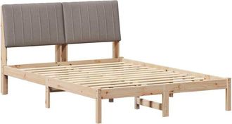 vidaXL Bed Frame with Headboard Taupe 140 x 200 cm Solid Pine Wood vidaXL