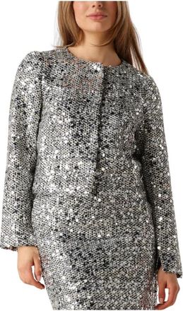 Co'Couture Boucle CC Sequin Cocktail Jacket - Dames - Zomerjassen - Grijs - M - Leer - Jassen