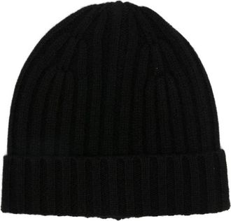 Be You Ribbed Knit Turn-Up Brim - Dames - Hoeden - Zwart - ONE Size - Kasjmier - Accessoires