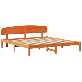 Berkfield Home Bed Frame with Headboard Wax Brown 180x200 cm Solid Wood Pine