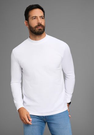 Man's World Stehkragenshirt MANS WORLD Neue Kollektion, Herren, Gr. 4XL (68/70), weiss (wei&szlig;), Single Jersey, Obermaterial: 100% Baumwolle, unifarben, Basic, hoch