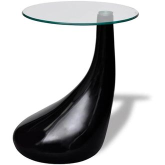 vidaXL Mesa De Centro Con Superficie Redonda Vidrio Negro Brillante Vidaxl