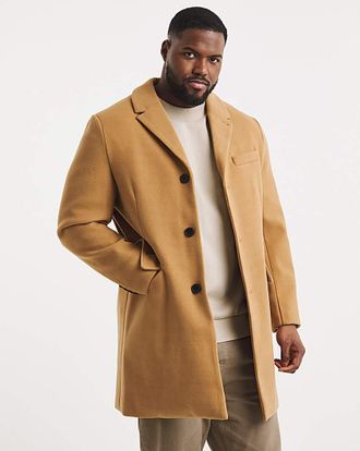 Jacamo Camel Faux Wool Overcoat