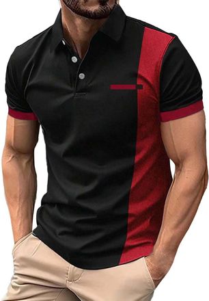 Generic Business Shirts Mens Short Sleeve Non-Iron Hawaiian Shirt Men Cotton Linen Shirt Short Sleeve with Lapel Collar T-Shirts Black 1/2 V-Neck Summer Shirt