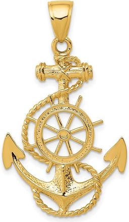 Diamond2Deal 10k Yellow Gold Large Anchor Wheel Pendant