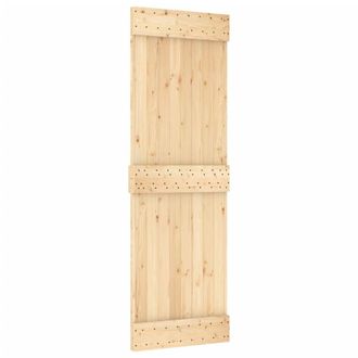 Berkfield Home Sliding Door with Hardware Set 70x210 cm Solid Wood Pine in Light Brown
