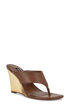 Nine West Presa Wedge Flip Flop in Medium Brown at Nordstrom, Size 8.5
