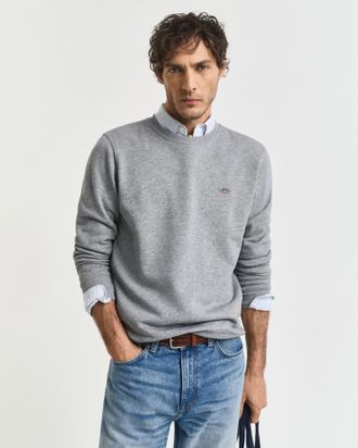 GANT Men Shield Crew Neck Sweatshirt (XXXL) GREY MELANGE