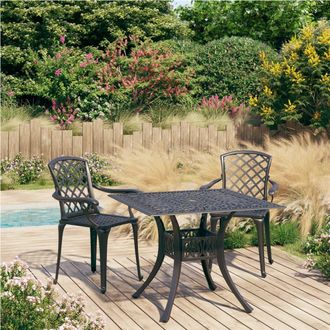 vidaXL Mesa Y Sillas De Bistr&oacute; 3 Piezas Aluminio Fundido Negro Vidaxl