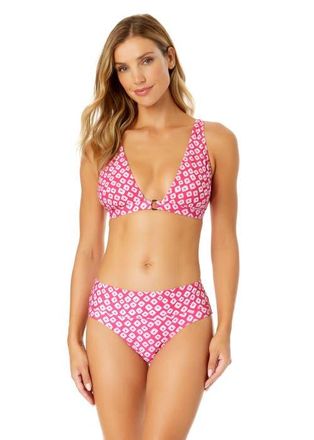 Anne Cole Womens Shibori Geo Ring Plunge Triangle Bikini Swim Top in Shibori Geo Pink at Nordstrom, Size X-Large