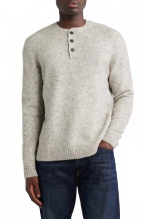 Schott NYC Tri-Blend Henley Sweater In Cloud Grey