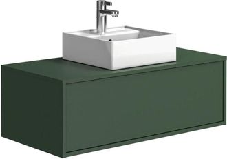 Vente-Unique Vente-unique - Mobile per bagno sospeso con lavabo singolo 94 cm Verde opaco - teana ii