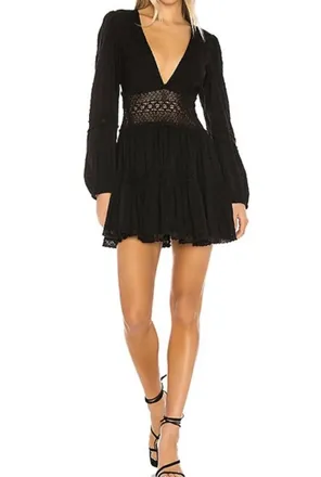 Free People The Delightful Mini Dress In Black