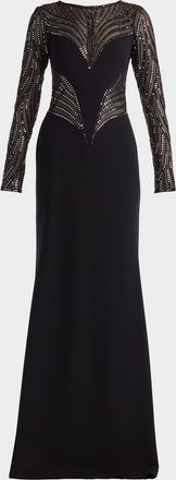 Tadashi Shoji Sequin Illusion Column Gown