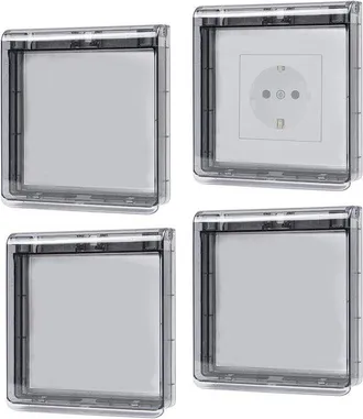 OEM Allecta, Protector De Enchufe Impermeable, Tapa Abatible, Transparente, 4 Piezas, Tipo 86, Ba&ntilde;o, Sala De Estar, Exterior, Ni&ntilde;os, Seguridad