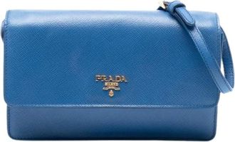 Prada Pre-owned Cross Body Bags, female, Blue, Size: ONE SIZE Pre-owned Saffiano Crossbody Bag