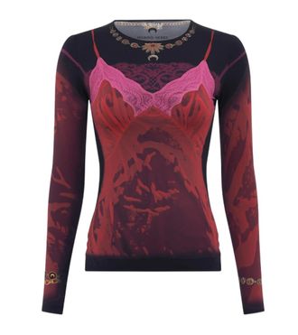 Marine Serre Red Printed Crew Neck Top