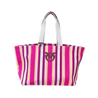 Pinko Canvas Winkel Tas Fuchsia/Geel/Wit Antiek - Dames - Shoppers - Veelkleurig - ONE Size - Tassen
