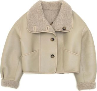 Just things we like Aimi Omkeerbare Shearling Jas - Dames - Jassen - Beige - S - Wol - Jassen