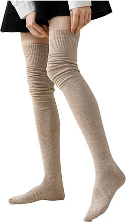 Generic Womens Over the Knee Socks, Wool Cotton Blend, Classic Style, Knit Fabric, Solid Colour, Machine Washable, Unisex Adult Mid-Calf Length (UK, Alpha, On