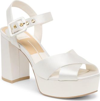 Dolce Vita Ciara Platform Ankle Strap Sandal in White Satin at Nordstrom Rack, Size 9.5
