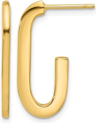 Diamond2Deal 14K Yellow Gold Modern J Shape Hoop Earrings