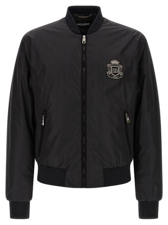 Dolce & Gabbana Black Logo Bomber Jacket
