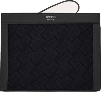 Ferragamo Monogram Compact Pouch In Black