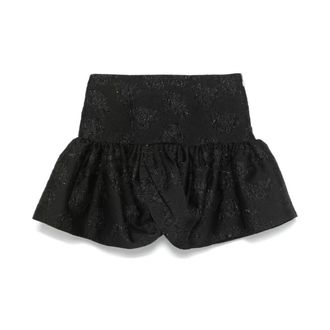 Rotate ROTATE Birger Christensen, Short Skirts, female, Black, Size: S Black Floral Jacquard Puffball Skirt
