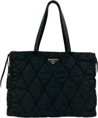 Prada Pre-owned Nylon Leather Tote Bag - Dames - Vintage Shopper - Zwart - ONE Size - Nylon - Vintage