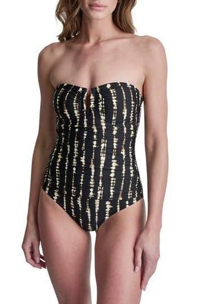 DKNY Shirred Bandeau One-Piece Swimsuit in Tie Dye at Nordstrom Rack, Size Xx-Large