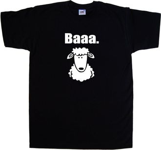Tee Tree Designs Baa Sheep Funny Black T-Shirt (White Print)-X-Large