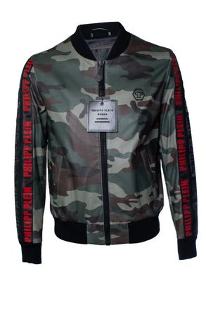 Philipp Plein Philipp Plein, camo leather bomber jacket
