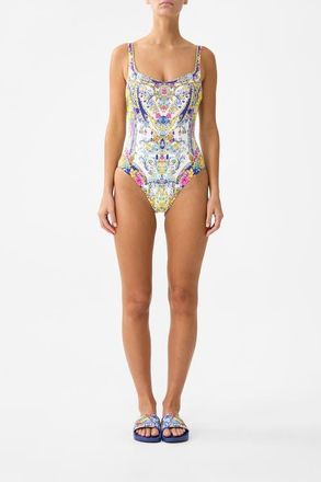 Camilla Underwire Square Neck One Piece W Scoop Back in Espa&ntilde;a Nirvana at Nordstrom, Size Xx-Large Au