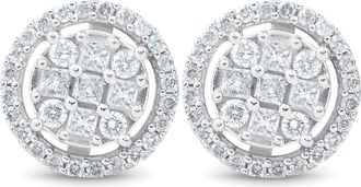 Pompeii3 5/8 cttw Princess Cut Diamond Halo Screw Back Studs 10K White Gold 9.5MM