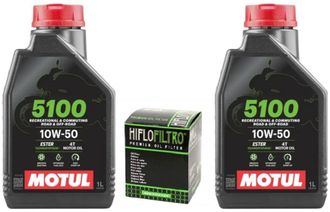 OEM Aceite Original Motul 5100 10w50 2l + Filtro Hiflo Hf155 Hf156 Ktm Duke Lc4 Smc