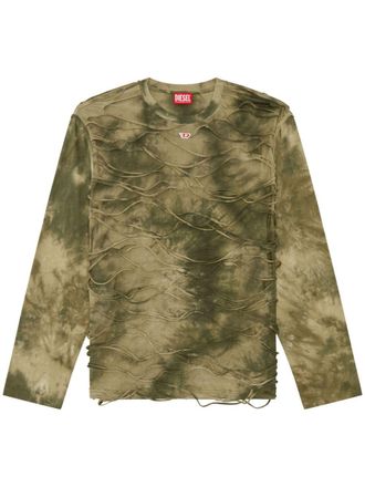 Diesel T-Cranet-LS T-shirt met textuur - Groen