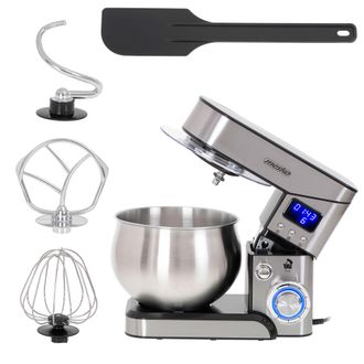Mesko Mesko Ms4228 Batidora Amasadora Reposter&iacute;a Profesional, Robot Cocina Orbital, 5l, 6 Velocidades, Acero Inox. 2000w Plata