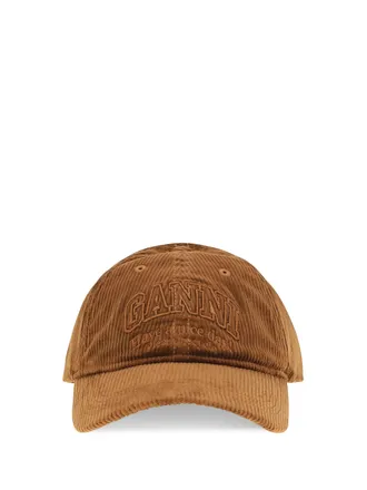 Ganni B3020261 Corduroy Baseball Cap - Brown