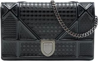 Dior Pre-owned Wallet on Chain - Dames - Pre-owned - Zwart - Maat: ONE Size Leer
