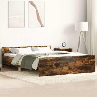 vidaXL Estructura De Cama Con Cabecero Piecero Roble Ahumado 140x200cm Vidaxl