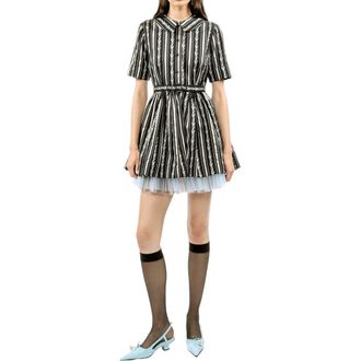 Anna Sui Ribbon Roses Belted Mini Dress in Black Multi at Nordstrom, Size 2