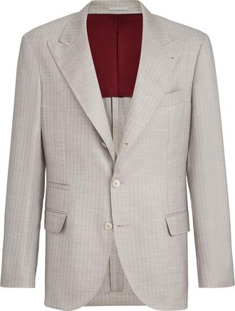 Brunello Cucinelli Chevron deconstructed blazer in Light Grey at Nordstrom, Size 48 It