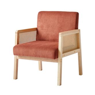 Nordlys Sill&oacute;n en madera y rat&aacute;n terracota