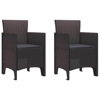 Berkfield Home Garden Chair Set of 2 Brown, Anthracite Plastic, Cushions in Brown