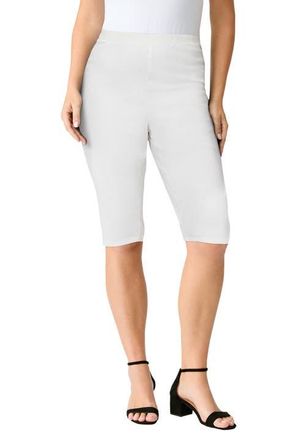 Roaman's Plus Size Comfort Stretch Bermuda Jean Short in White Denim at Nordstrom, Size 12