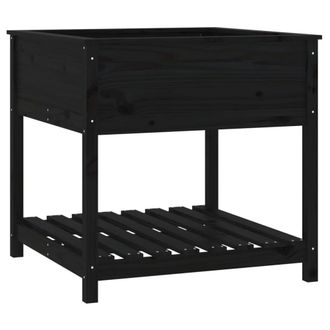 Berkfield Home Planter with Shelf Black 82.5x82.5x81 cm Solid Wood Pine